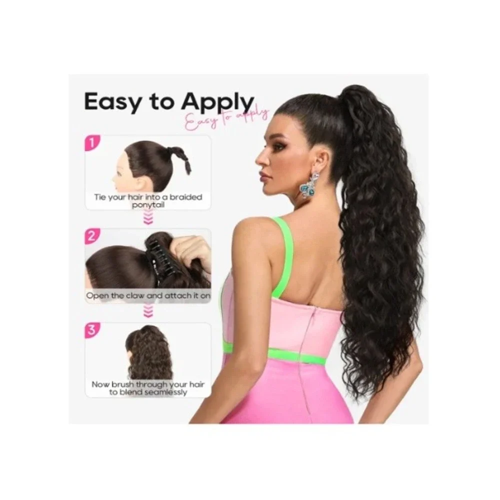 REECHO 18 Inch Curly Claw Ponytail Extension Platinum Blonde Synthetic 160g